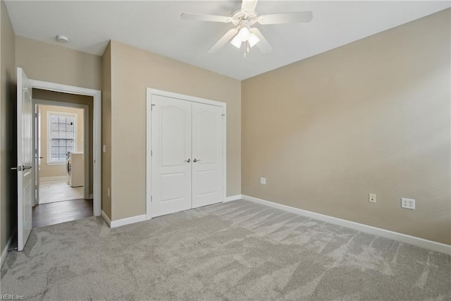 460 Blue Beech Way Unit 963, Chesapeake, VA 23320 - unfurnished bedroom featuring carpet floors, baseboards, a closet, and ceiling fan