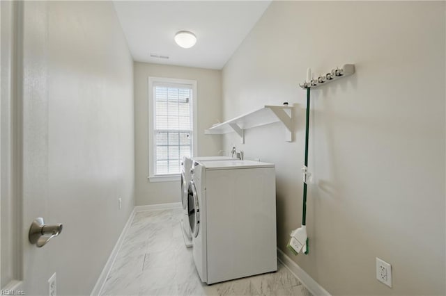 460 Blue Beech Way Unit 963, Chesapeake, VA 23320 - washroom featuring independent washer and dryer, light marble finish floors, and baseboards