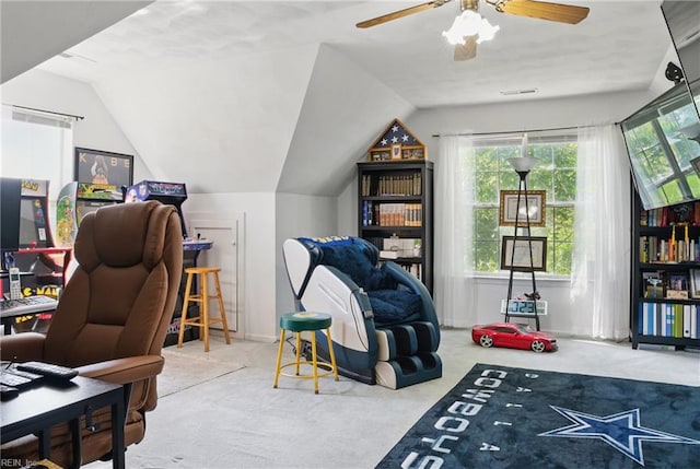127 Rockland Ter, Suffolk, VA 23434 - office area with carpet flooring, lofted ceiling, healthy amount of natural light, and a ceiling fan