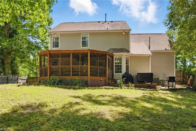 127 Rockland Ter, Suffolk, VA 23434 - back of property featuring a sunroom and a shingled roof