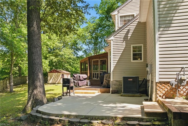 127 Rockland Ter, Suffolk, VA 23434 - view of patio / terrace featuring central air condition unit and a sunroom