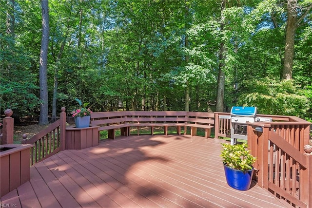3017 Cedar Run, Williamsburg, VA 23185 - wooden terrace with area for grilling and view of scattered trees