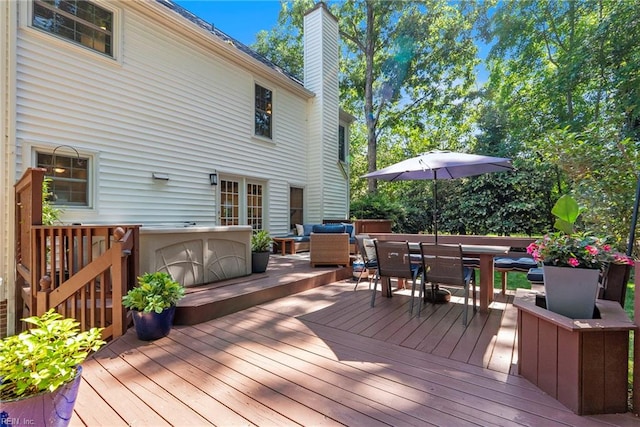 3017 Cedar Run, Williamsburg, VA 23185 - wooden terrace with outdoor dining space and an outdoor living space