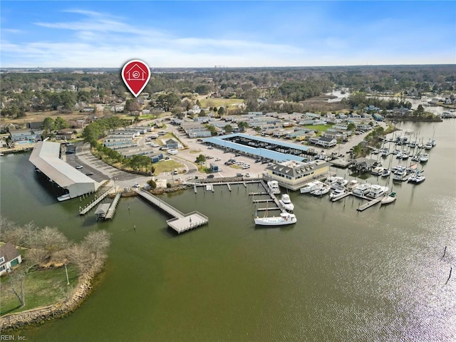 6 Lessies Dr, Poquoson, VA 23662 - view of property location featuring a large body of water, a marina, and a tree filled landscape