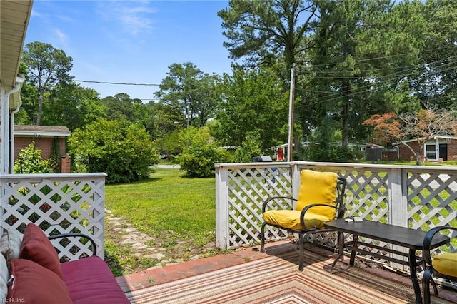 1208 Santeetlah Ave, Chesapeake, VA 23325 - wooden deck featuring a lawn and view of scattered trees
