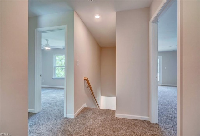 515 Buckroe Ave, Hampton, VA 23664 - hallway with an upstairs landing, carpet flooring, and baseboards