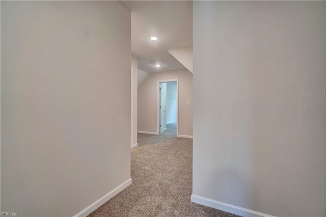 515 Buckroe Ave, Hampton, VA 23664 - hallway featuring carpet, baseboards, lofted ceiling, and recessed lighting