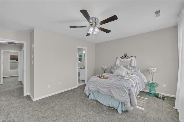 841 Mill Landing Rd, Chesapeake, VA 23322 - bedroom with carpet flooring, baseboards, a ceiling fan, and ensuite bathroom