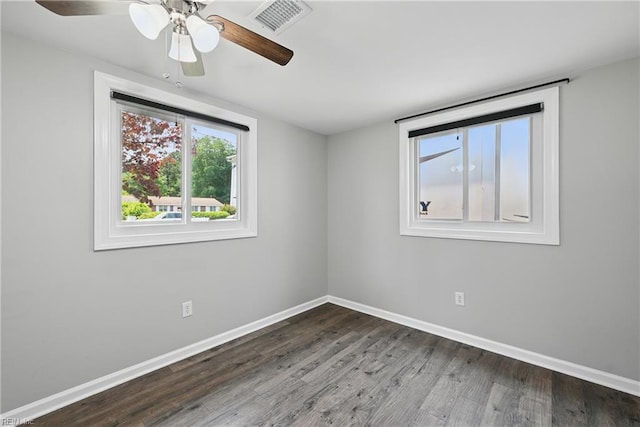 2007 Neville Cir, Hampton, VA 23663 - empty room with wood finished floors, baseboards, and a ceiling fan