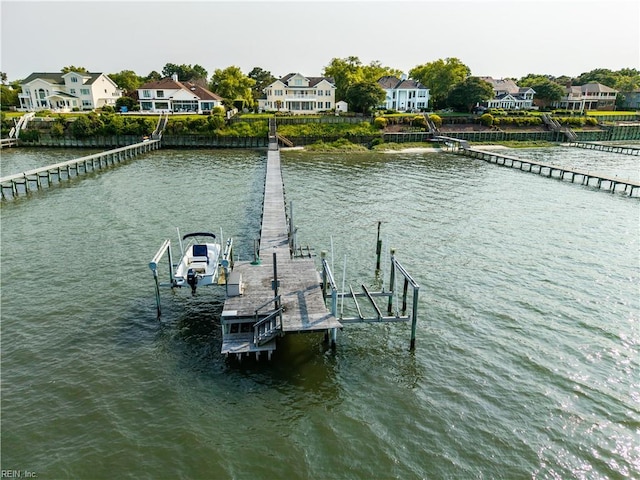 2365 Haversham Close Close, Virginia Beach, VA 23454 - dock featuring boat lift, a water view, and a residential view