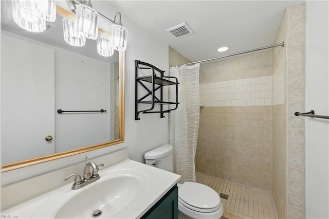 321 Bantry Cross Cross, Virginia Beach, VA 23452 - bathroom with toilet, vanity, a tile shower, recessed lighting, and a chandelier