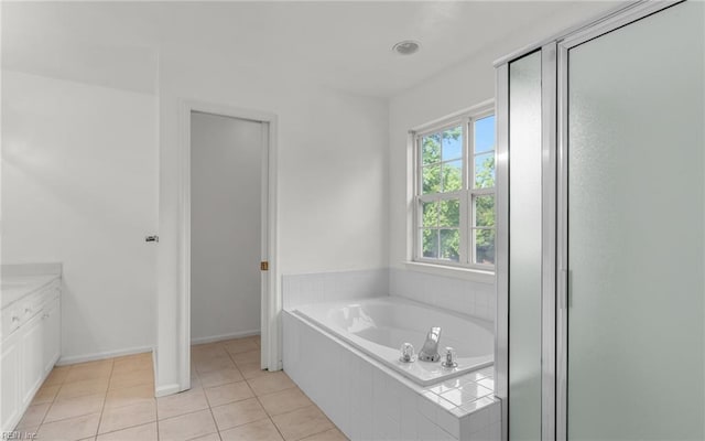 2129 Bierce Dr, Virginia Beach, VA 23454 - bathroom with a bath, vanity, and tile patterned floors