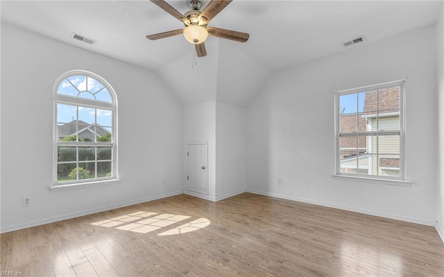 2129 Bierce Dr, Virginia Beach, VA 23454 - empty room featuring healthy amount of natural light, wood finished floors, ceiling fan, baseboards, and vaulted ceiling