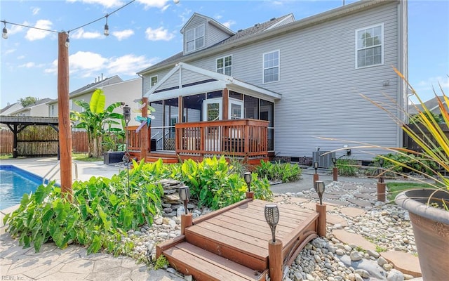 2129 Bierce Dr, Virginia Beach, VA 23454 - back of house featuring a sunroom, a deck, crawl space, and a patio area