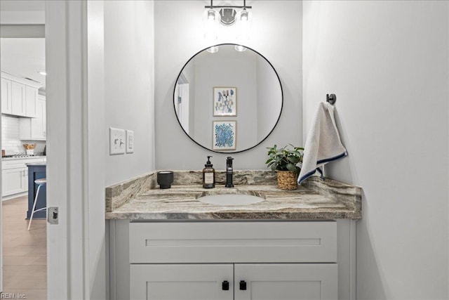 909 Los Colonis Dr, Virginia Beach, VA 23456 - bathroom with vanity and decorative backsplash
