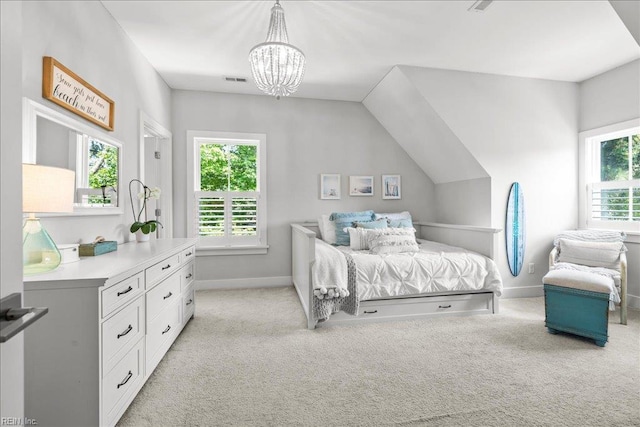 909 Los Colonis Dr, Virginia Beach, VA 23456 - bedroom featuring light carpet, baseboards, and a chandelier