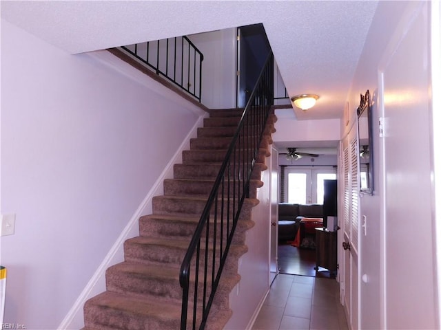 4193 Thistle Cir, Virginia Beach, VA 23462 - stairway with tile patterned flooring and ceiling fan
