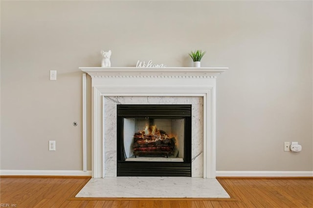 18 Welcome Way, Hampton, VA 23666 - detailed view of wood finished floors, baseboards, and a premium fireplace