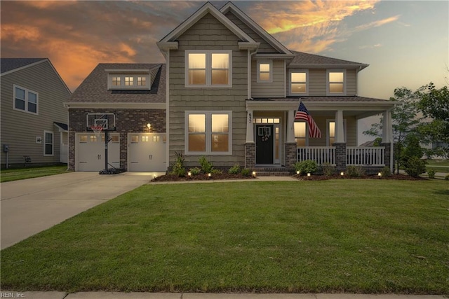 637 Wood Nymph Ln, Chesapeake, VA 23323 - craftsman inspired home with covered porch, driveway, and a lawn