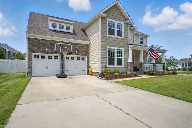 637 Wood Nymph Ln, Chesapeake, VA 23323 - craftsman house featuring a porch, driveway, and a gate