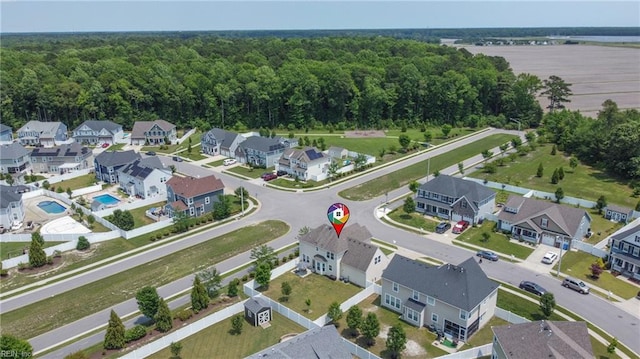 637 Wood Nymph Ln, Chesapeake, VA 23323 - aerial view of residential area with a heavily wooded area