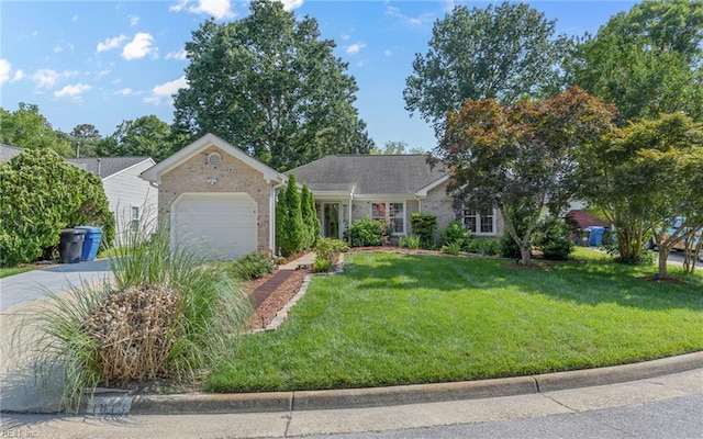 1813 Castleton Ct, Virginia Beach, VA 23454 - ranch-style house with driveway, brick siding, and a front yard