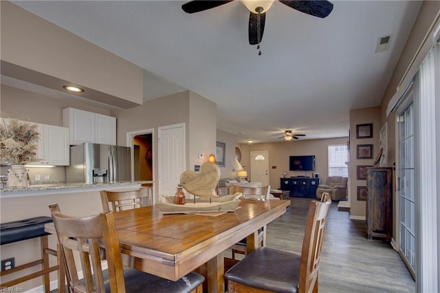 1808 Kensal Green Dr, Virginia Beach, VA 23456 - dining area featuring a ceiling fan, light wood-type flooring, and baseboards
