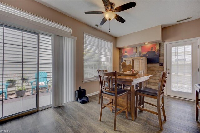 1808 Kensal Green Dr, Virginia Beach, VA 23456 - dining area featuring wood finished floors, ceiling fan, and baseboards