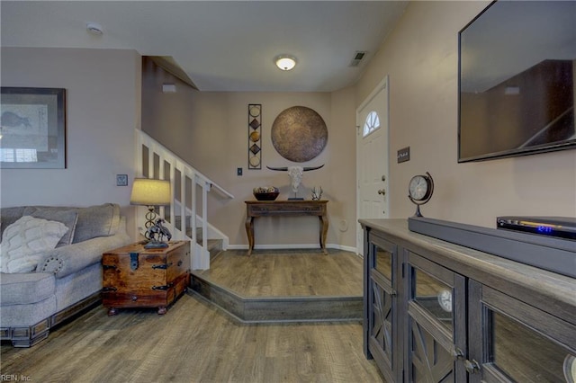 1808 Kensal Green Dr, Virginia Beach, VA 23456 - foyer with wood finished floors, stairway, and baseboards