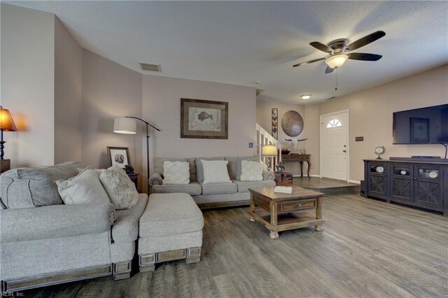 1808 Kensal Green Dr, Virginia Beach, VA 23456 - living room featuring ceiling fan and wood finished floors