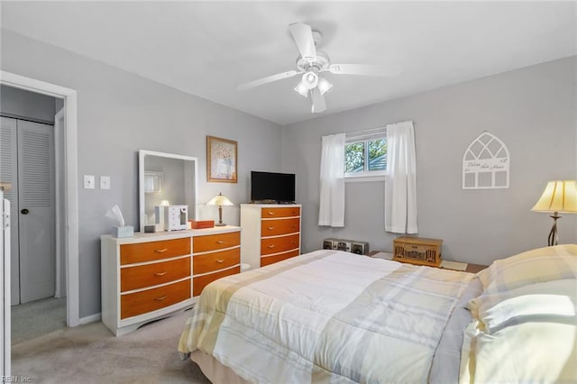 504 King George Rd, Virginia Beach, VA 23462 - bedroom with light carpet, ceiling fan, and baseboards