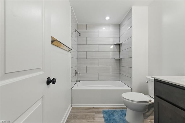 315 N Second St, Hampton, VA 23664 - full bathroom with toilet, wood finished floors, vanity, bathtub / shower combination, and recessed lighting