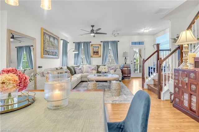 245 Feldspar St, Virginia Beach, VA 23462 - living area with a ceiling fan, wood finished floors, and healthy amount of natural light