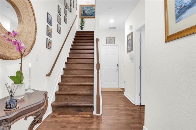 245 Feldspar St, Virginia Beach, VA 23462 - stairs with wood finished floors, baseboards, and recessed lighting
