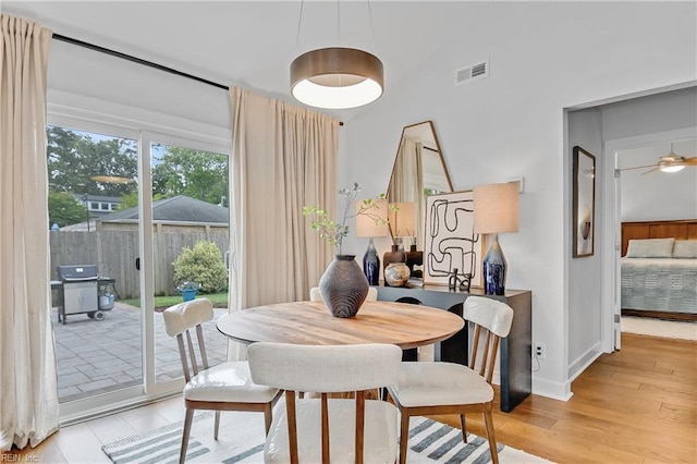 808 High Point Ave, Virginia Beach, VA 23451 - dining room featuring light wood-style floors, a ceiling fan, and baseboards