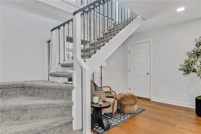808 High Point Ave, Virginia Beach, VA 23451 - staircase with wood finished floors, recessed lighting, and baseboards
