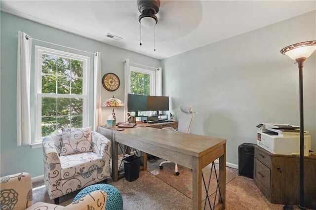 6772 Burbage Lake Cir, Suffolk, VA 23435 - office featuring ceiling fan, light colored carpet, and baseboards