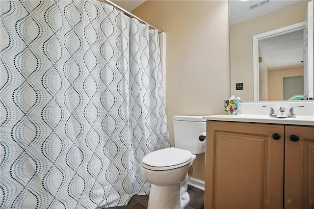 6772 Burbage Lake Cir, Suffolk, VA 23435 - bathroom with toilet, vanity, tile patterned flooring, and a shower with shower curtain
