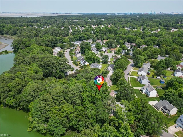 6772 Burbage Lake Cir, Suffolk, VA 23435 - aerial view of property's location with a nearby body of water and a forest