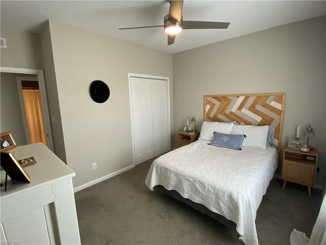 1010 Kings Land Ct, Williamsburg, VA 23185 - carpeted bedroom featuring a closet and a ceiling fan