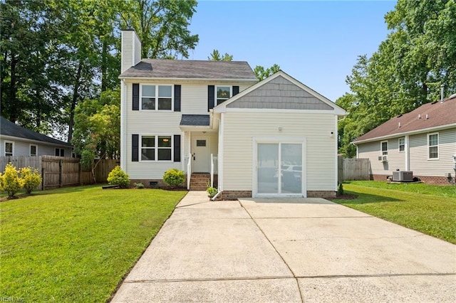 230 Abingdon Cir, Suffolk, VA 23434 - view of front of house with a chimney, central AC unit, and crawl space