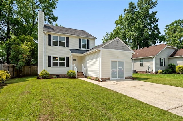 230 Abingdon Cir, Suffolk, VA 23434 - view of front of house featuring a chimney and concrete driveway
