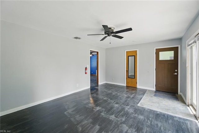 3555 Heutte Dr, Norfolk, VA 23518 - foyer entrance with ceiling fan, dark wood-type flooring, and baseboards