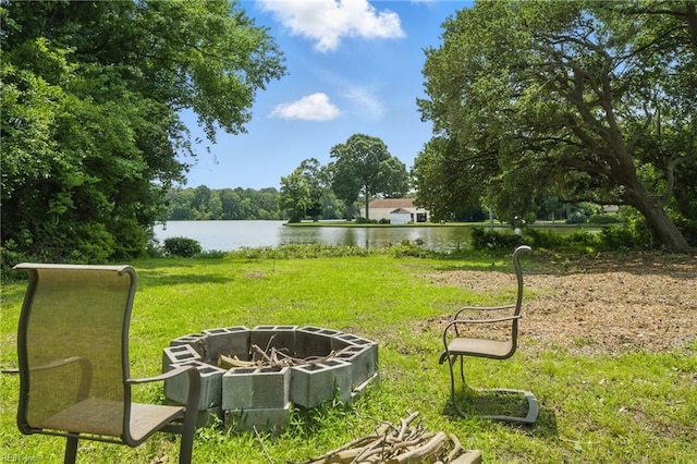 3555 Heutte Dr, Norfolk, VA 23518 - view of green lawn featuring a fire pit and a water view