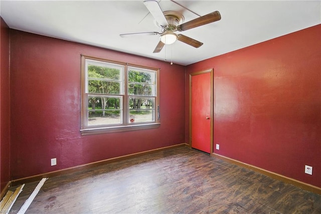 3555 Heutte Dr, Norfolk, VA 23518 - unfurnished room with wood finished floors, ceiling fan, and baseboards