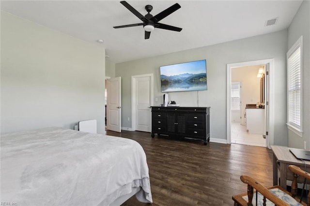 1906 Briton Ln, Chesapeake, VA 23322 - bedroom featuring multiple windows, dark wood-type flooring, baseboards, and a ceiling fan