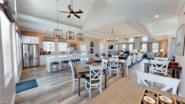 1906 Briton Ln, Chesapeake, VA 23322 - dining room with light wood-style floors, ceiling fan, and recessed lighting