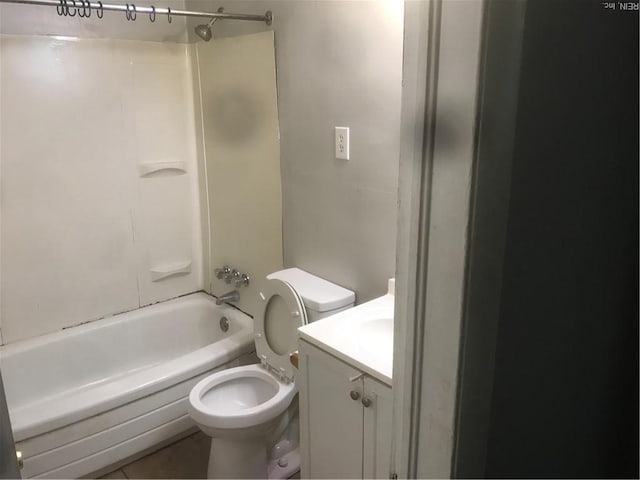 3227 Vimy Ridge Ave, Norfolk, VA 23509 - bathroom with toilet, vanity, bathtub / shower combination, and tile patterned floors