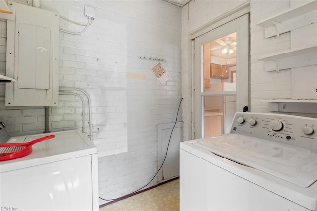 1040 Poquoson Ave, Poquoson, VA 23662 - washroom featuring separate washer and dryer, light flooring, and electric panel