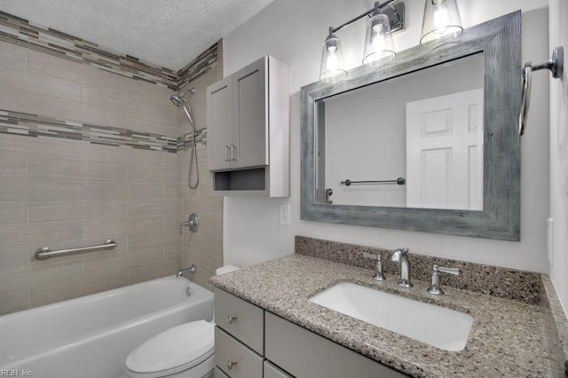 105 Londonderry Ln, Williamsburg, VA 23188 - bathroom with toilet, vanity, bathtub / shower combination, and a textured ceiling